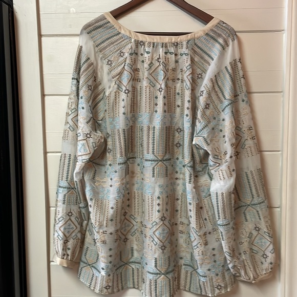 Soft Surroundings Boho Embroidered Long Sleeve Blouse Sheer Size 3X. - Picture 4 of 8